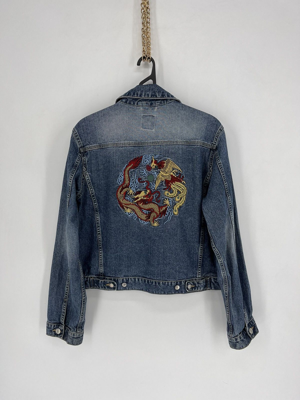 Vintage Vintage 90s Women’s Dragon Denim Jacket Size L Size ONE SIZE - 10 Thumbnail