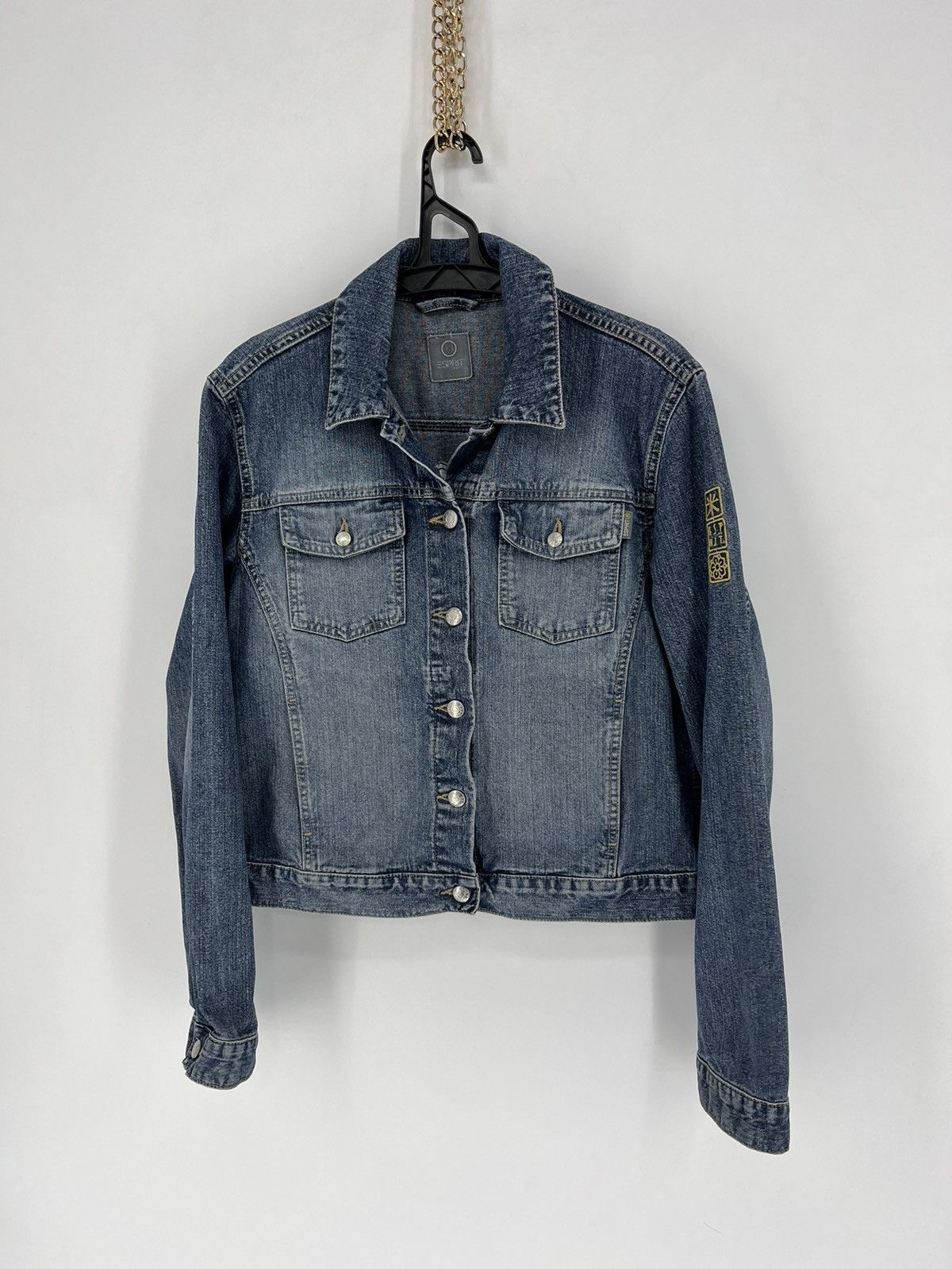 Vintage Vintage 90s Women’s Dragon Denim Jacket Size L Size ONE SIZE - 4 Thumbnail