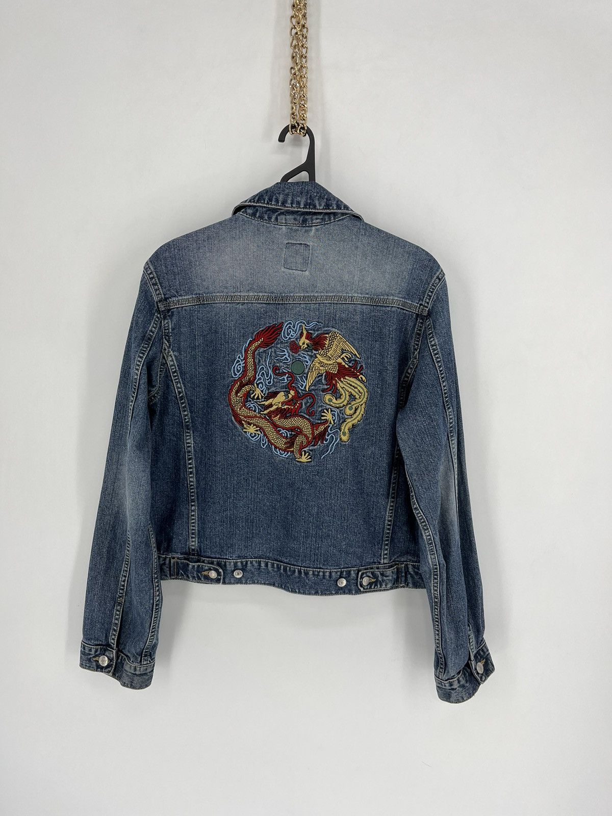Vintage Vintage 90s Women’s Dragon Denim Jacket Size L Size ONE SIZE - 13 Thumbnail