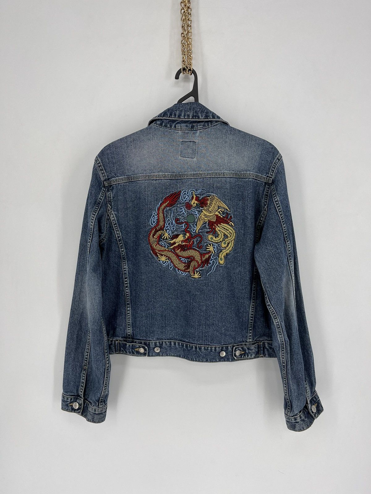 Vintage Vintage 90s Women’s Dragon Denim Jacket Size L Size ONE SIZE - 9 Thumbnail