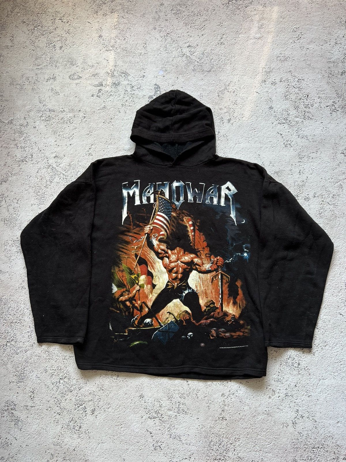 Band Tees × Vintage Vintage Manowar warriors of the world hoodie Size US L / EU 52-54 / 3 - 2 Thumbnail
