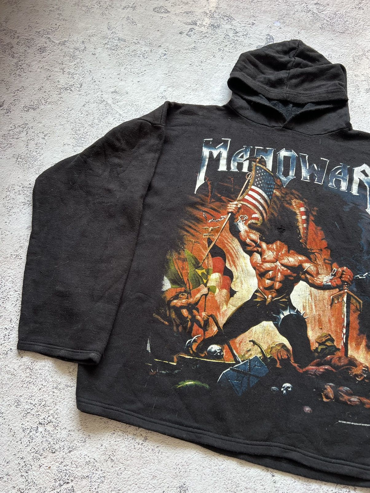 Band Tees × Vintage Vintage Manowar warriors of the world hoodie Size US L / EU 52-54 / 3 - 6 Thumbnail