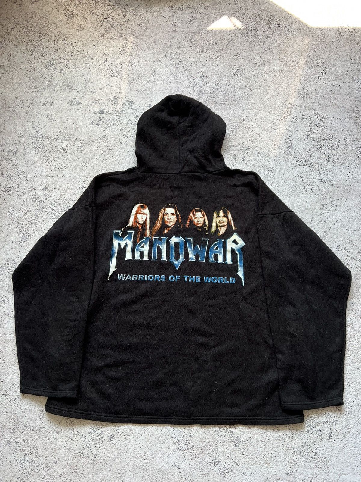 Band Tees × Vintage Vintage Manowar warriors of the world hoodie Size US L / EU 52-54 / 3 - 3 Thumbnail