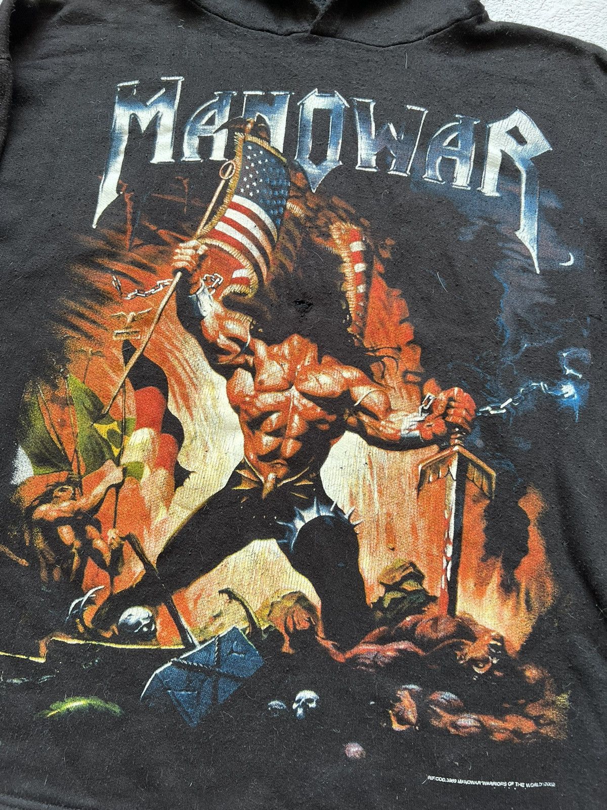 Band Tees × Vintage Vintage Manowar warriors of the world hoodie Size US L / EU 52-54 / 3 - 5 Thumbnail