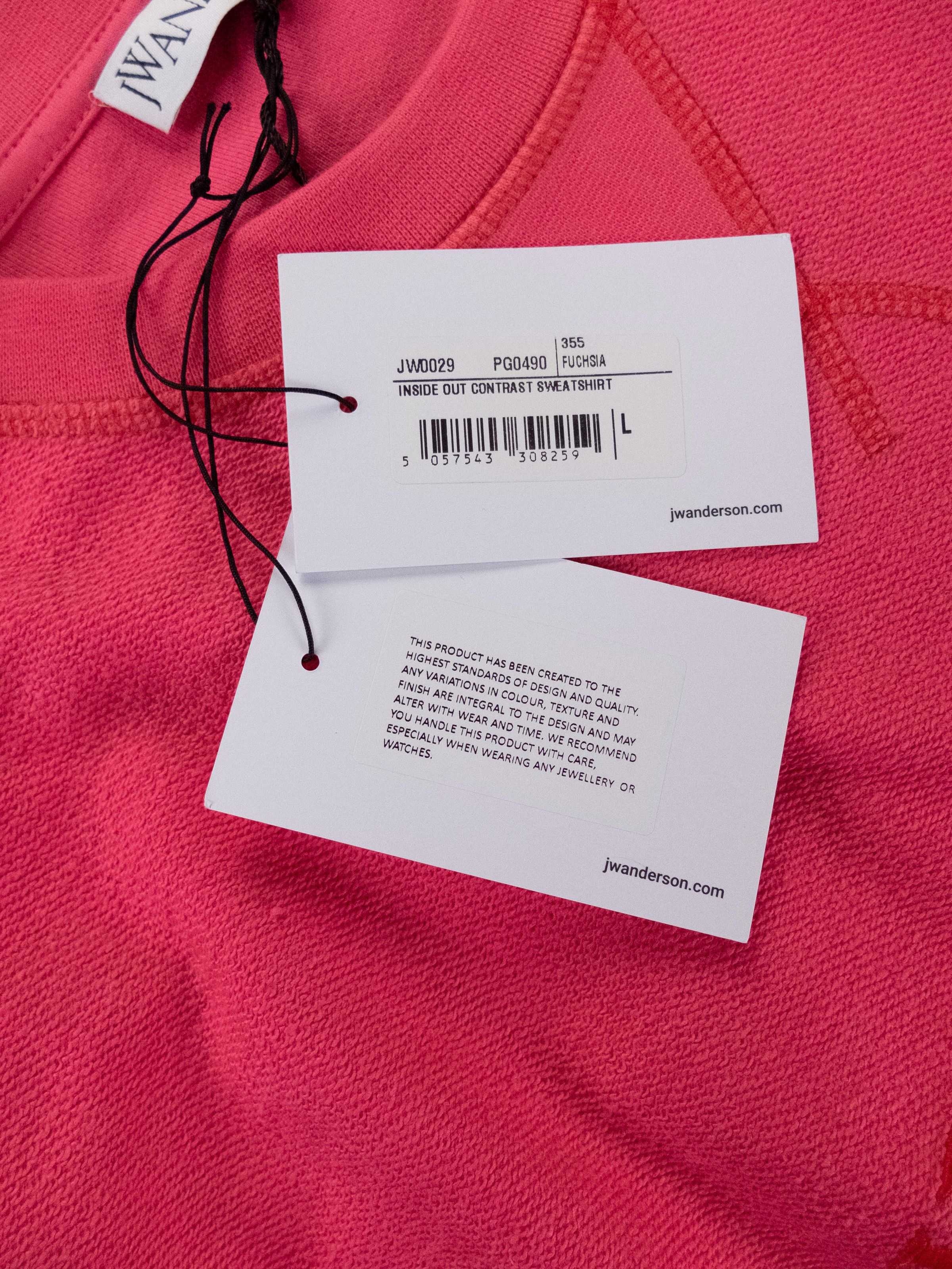 JW Anderson JW Anderson fuchsia pink Inside Out logo sweatshirt Large Size L / US 10 / IT 46 - 7 Thumbnail