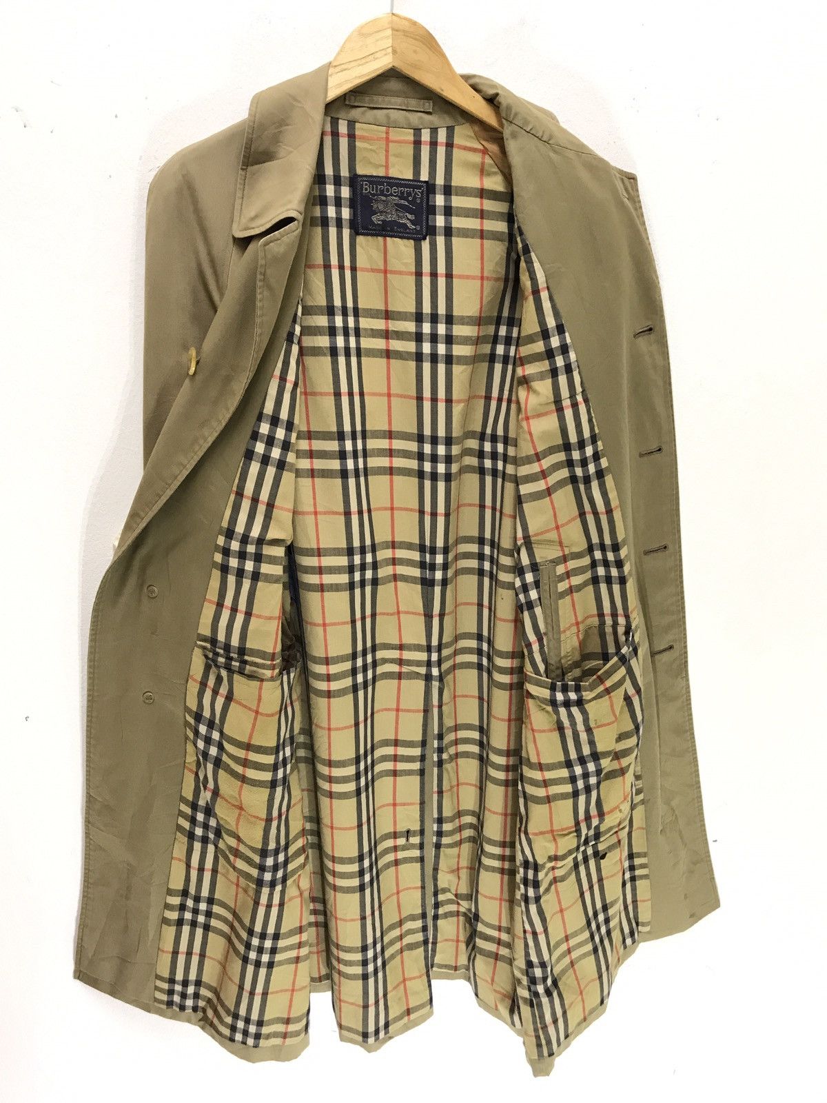 Burberry 🐎Made in England Burberrys Over Coat Nova Check Lining Size US M / EU 48-50 / 2 - 2 Thumbnail