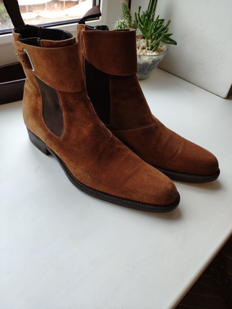 Sergio Rossi Tan strap chelsea boots.Fits like Saint Laurent or Gucci Size US 7.5 / EU 40-41 - 3 Thumbnail