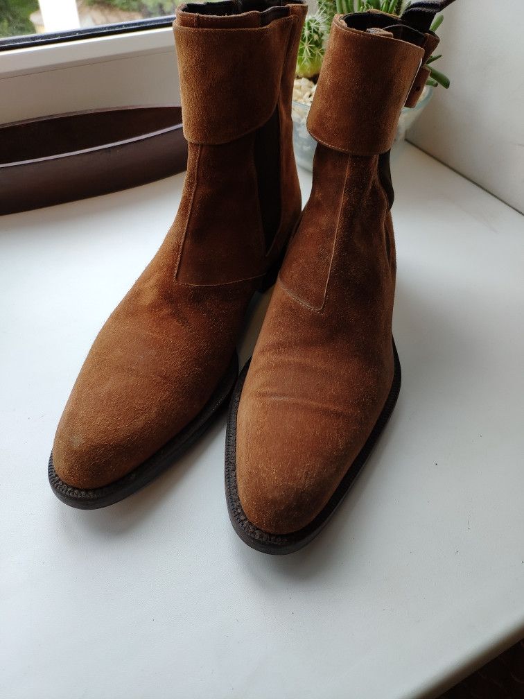 Sergio Rossi Tan strap chelsea boots.Fits like Saint Laurent or Gucci Size US 7.5 / EU 40-41 - 4 Thumbnail