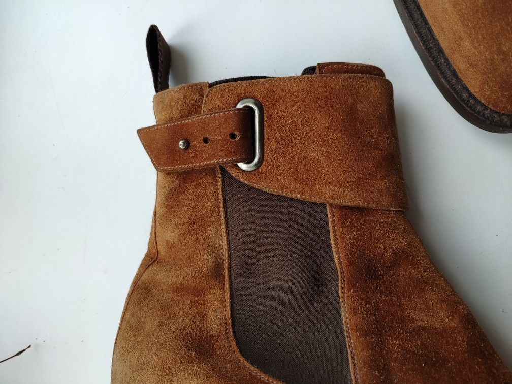 Sergio Rossi Tan strap chelsea boots.Fits like Saint Laurent or Gucci Size US 7.5 / EU 40-41 - 5 Thumbnail