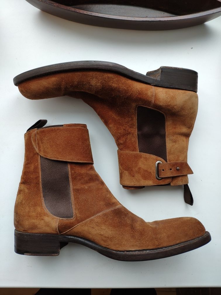 Sergio Rossi Tan strap chelsea boots.Fits like Saint Laurent or Gucci Size US 7.5 / EU 40-41 - 2 Thumbnail