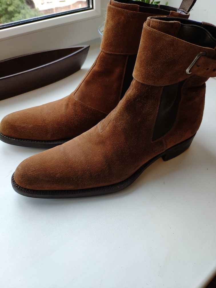 Sergio Rossi Tan strap chelsea boots.Fits like Saint Laurent or Gucci Size US 7.5 / EU 40-41 - 1 Thumbnail