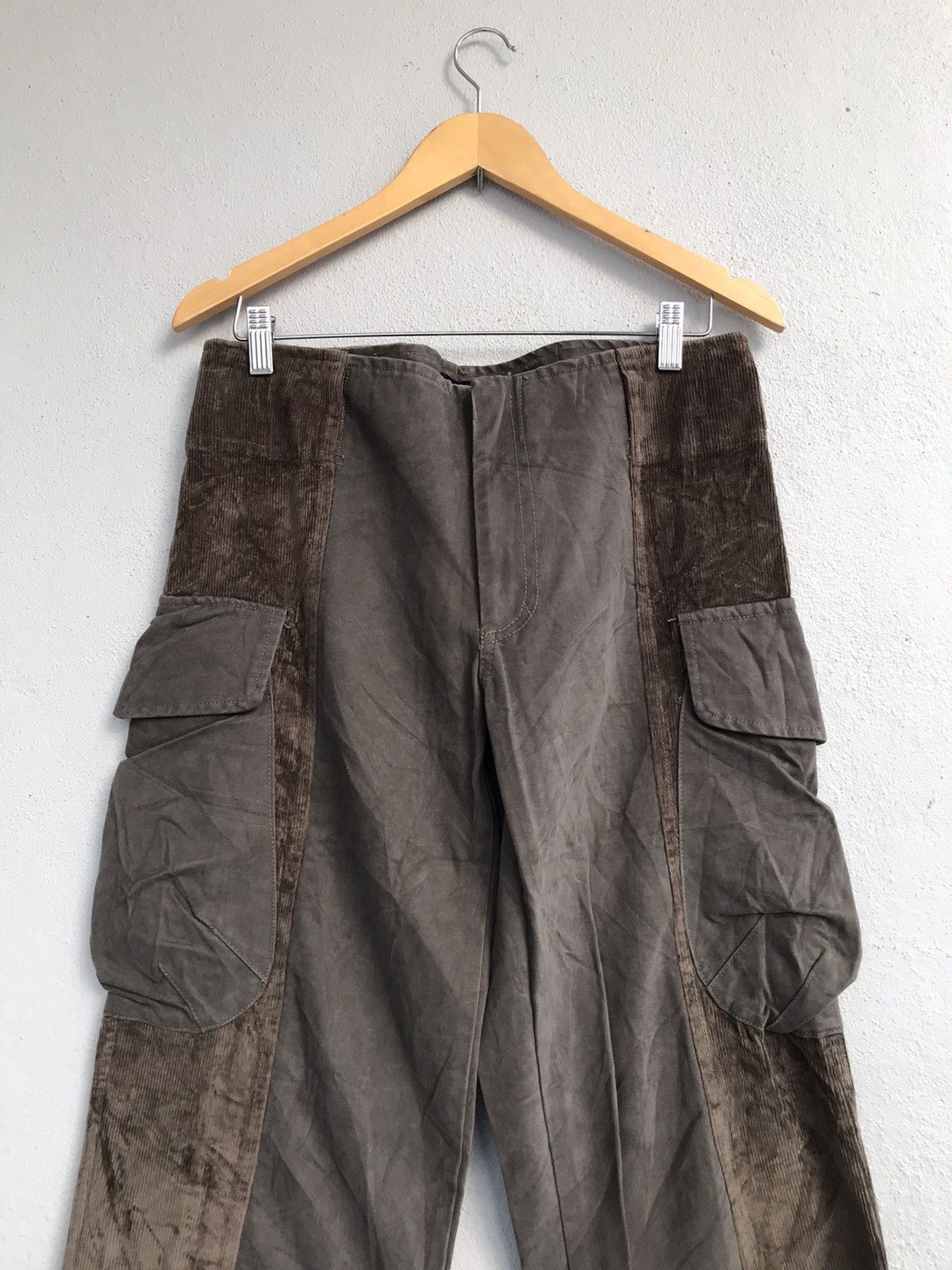 Designer Reconstructed Corduroy Cargo Pants Made in Italy Size US 32 / EU 48 - 2 Thumbnail
