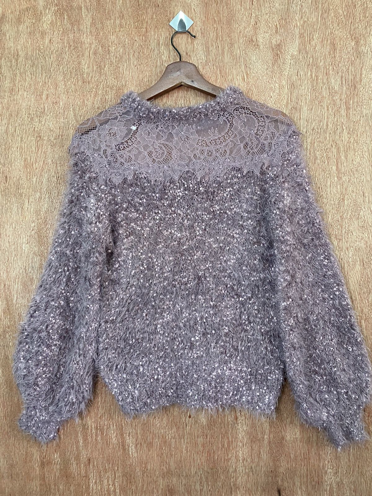 Homespun Knitwear Nice Claup Purple Shag Shaggy Fur Mohair Knitwear #B564 Size S / US 4 / IT 40 - 5 Thumbnail