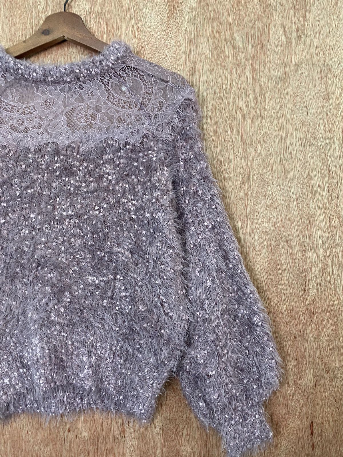 Homespun Knitwear Nice Claup Purple Shag Shaggy Fur Mohair Knitwear #B564 Size S / US 4 / IT 40 - 3 Thumbnail