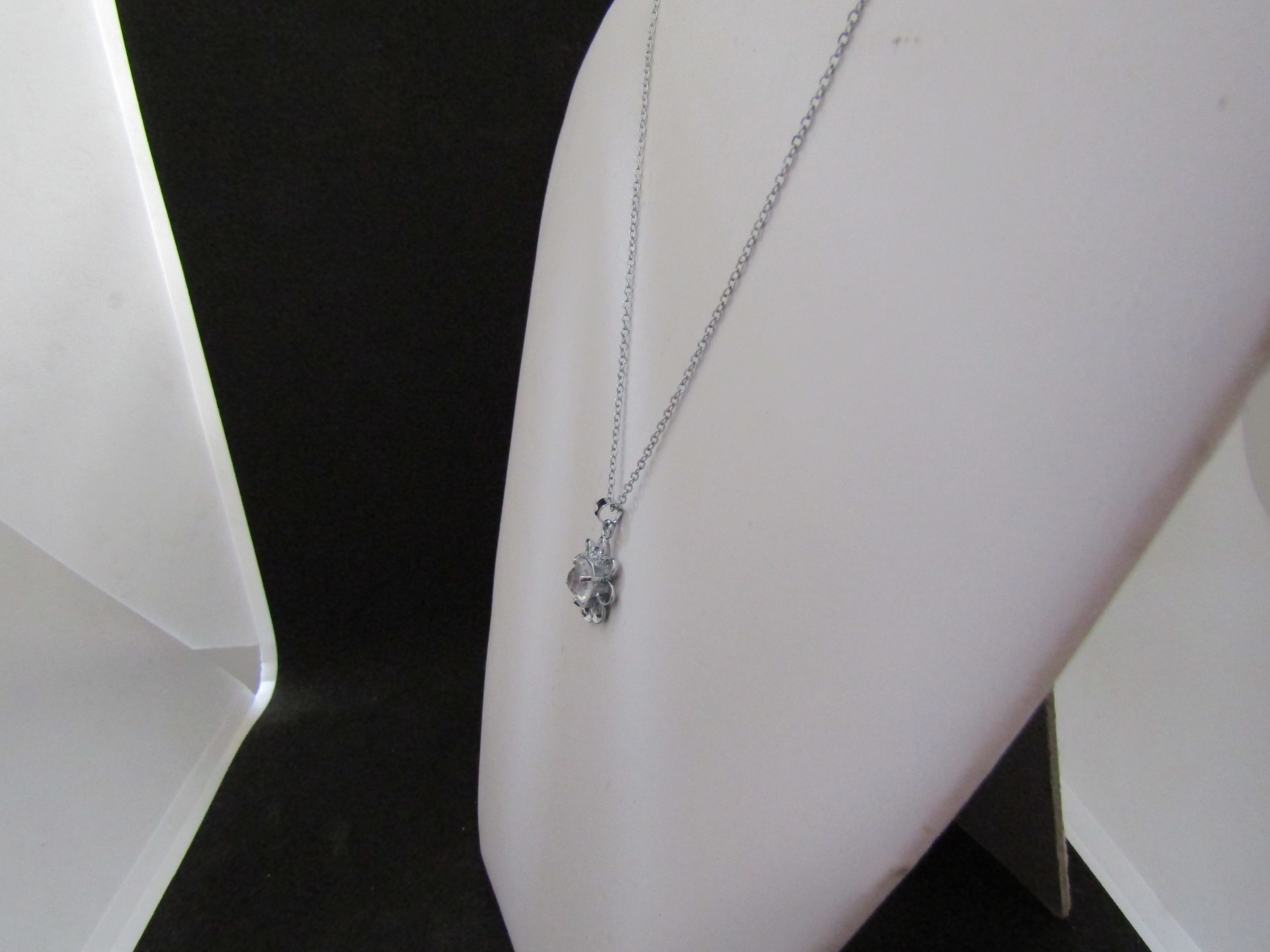 Designer Silver Flower Chain Necklace with Cz Size ONE SIZE - 2 Thumbnail