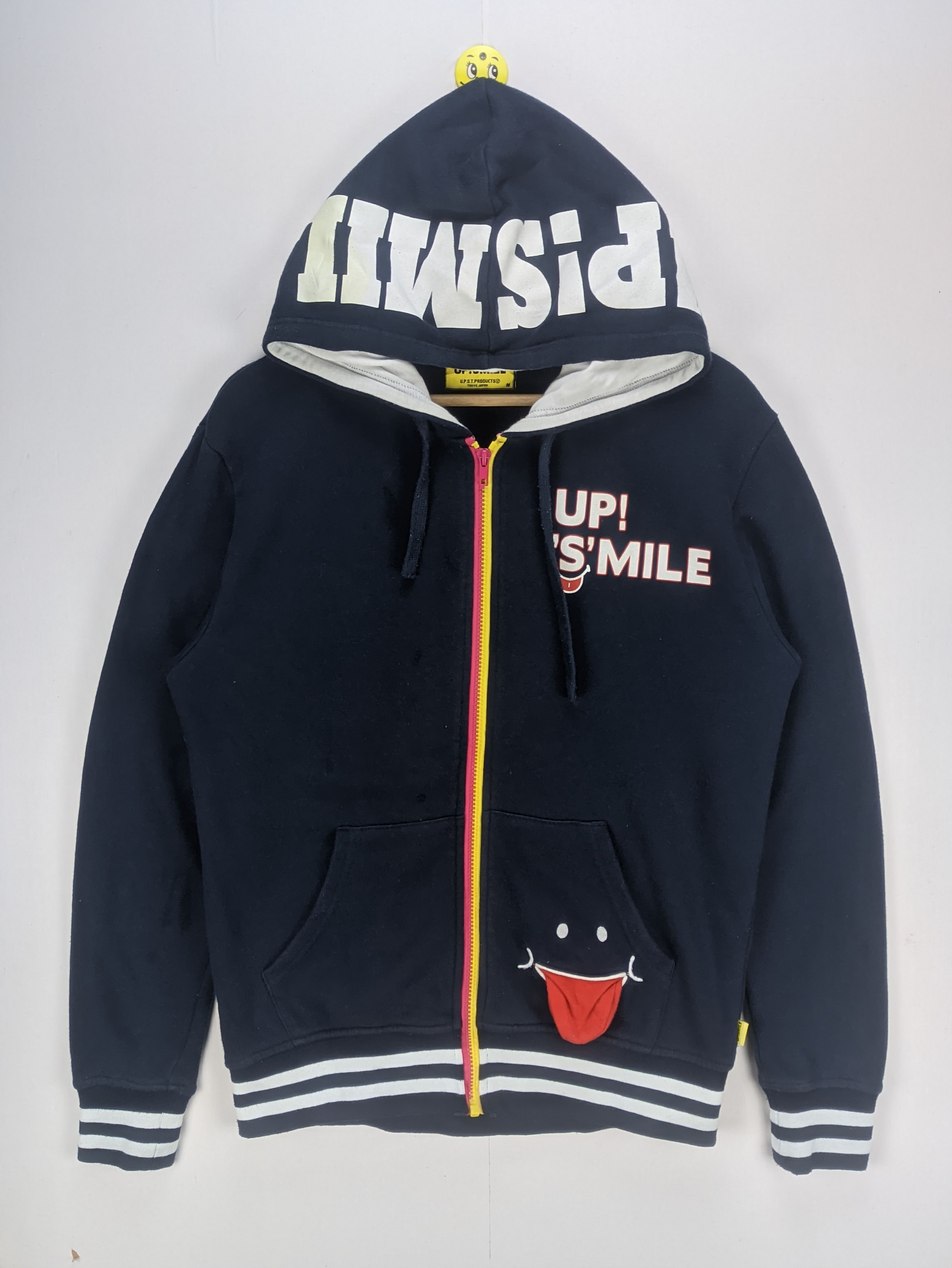 image of Stealshoodie Up Smile Zip Up Made In Smile in Dark Blue, Men's (Size Medium)