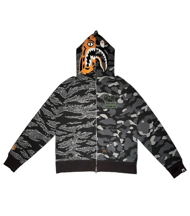 Bape Bape x Undefeated Tiger Shark Full Zip Hoodie | Grailed