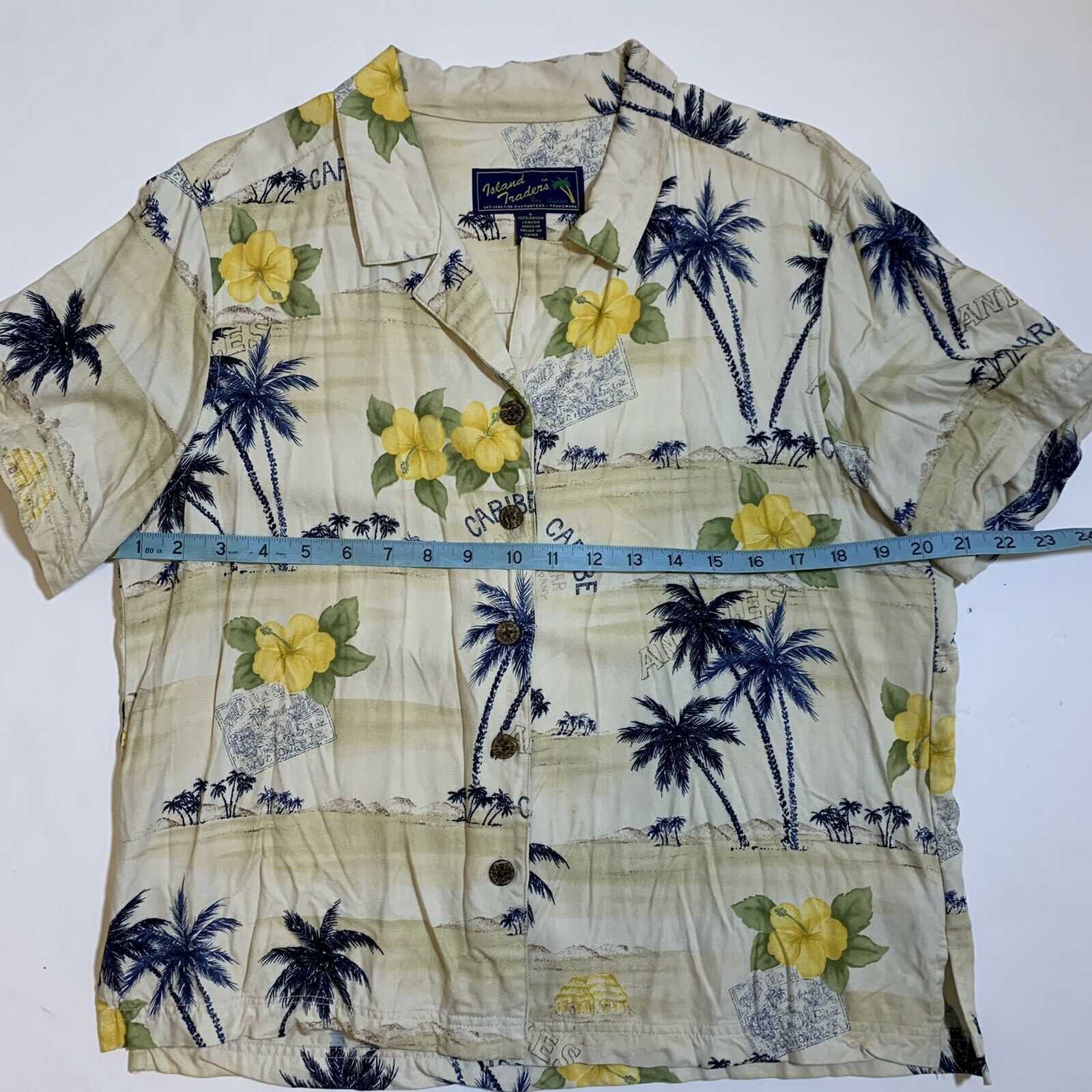 Vacation Island Traders Women's Rayon Aloha Hawaiian Floral Shirt Size L / US 10 / IT 46 - 6 Thumbnail