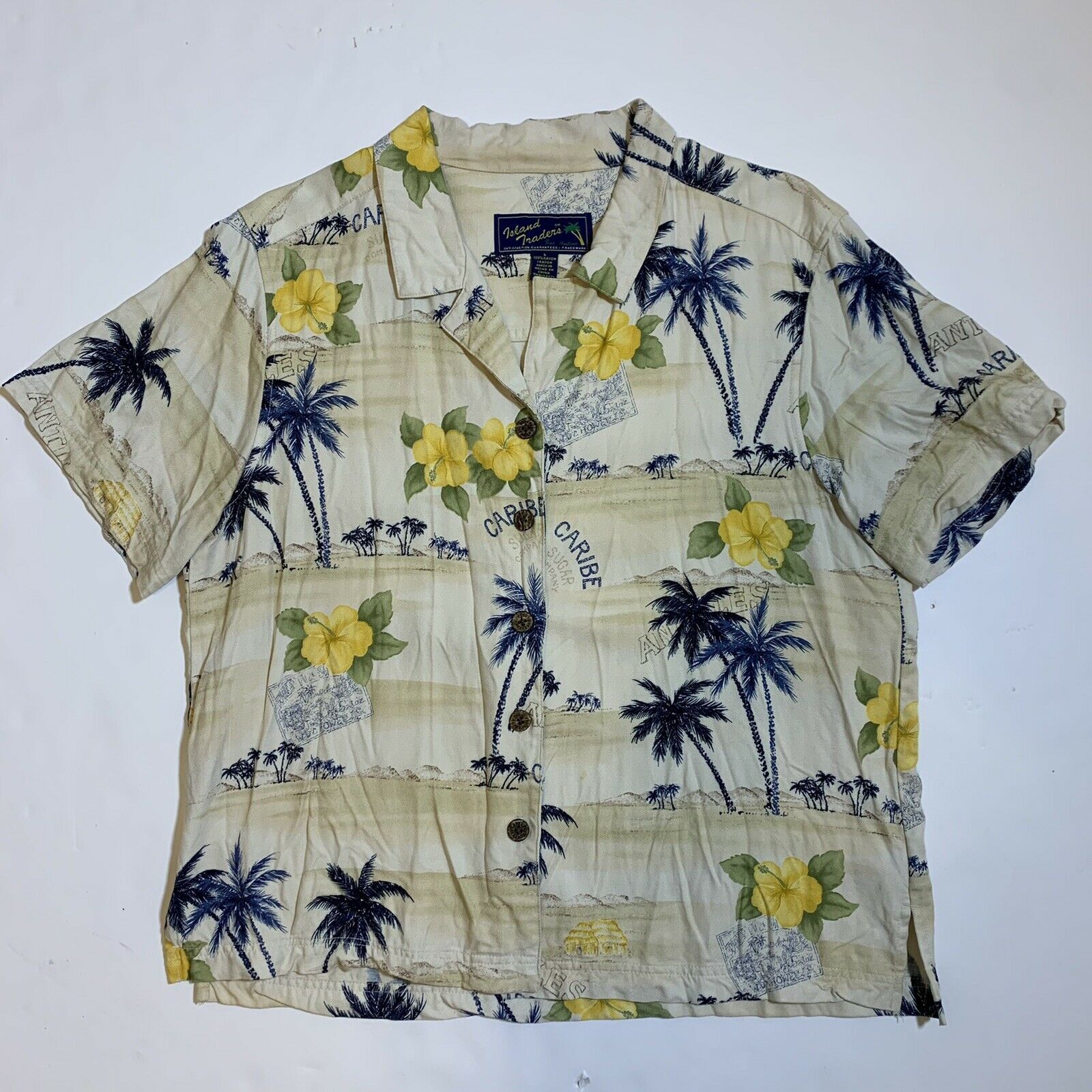 Vacation Island Traders Women's Rayon Aloha Hawaiian Floral Shirt Size L / US 10 / IT 46 - 1 Thumbnail