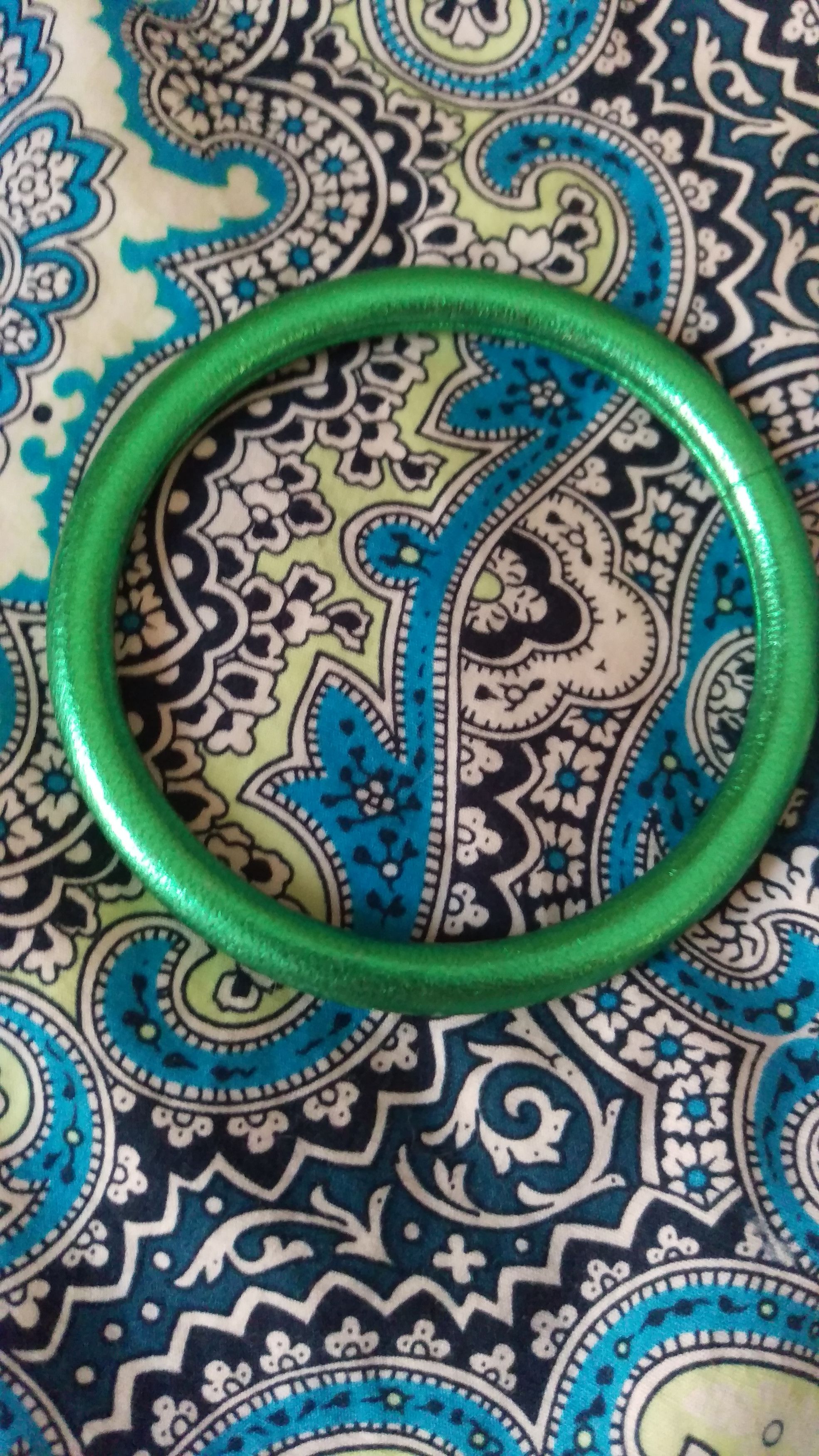 Archival Vintage Saint Laurent Paris SS15 Runway Leather Bangle "Metallic Green" - View 3