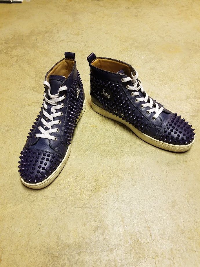Archival Vintage Christian Louboutin Navy blue spikes - View 3