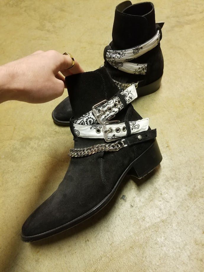 Archival Vintage Amiri Sample White Bandana Boots - View 2