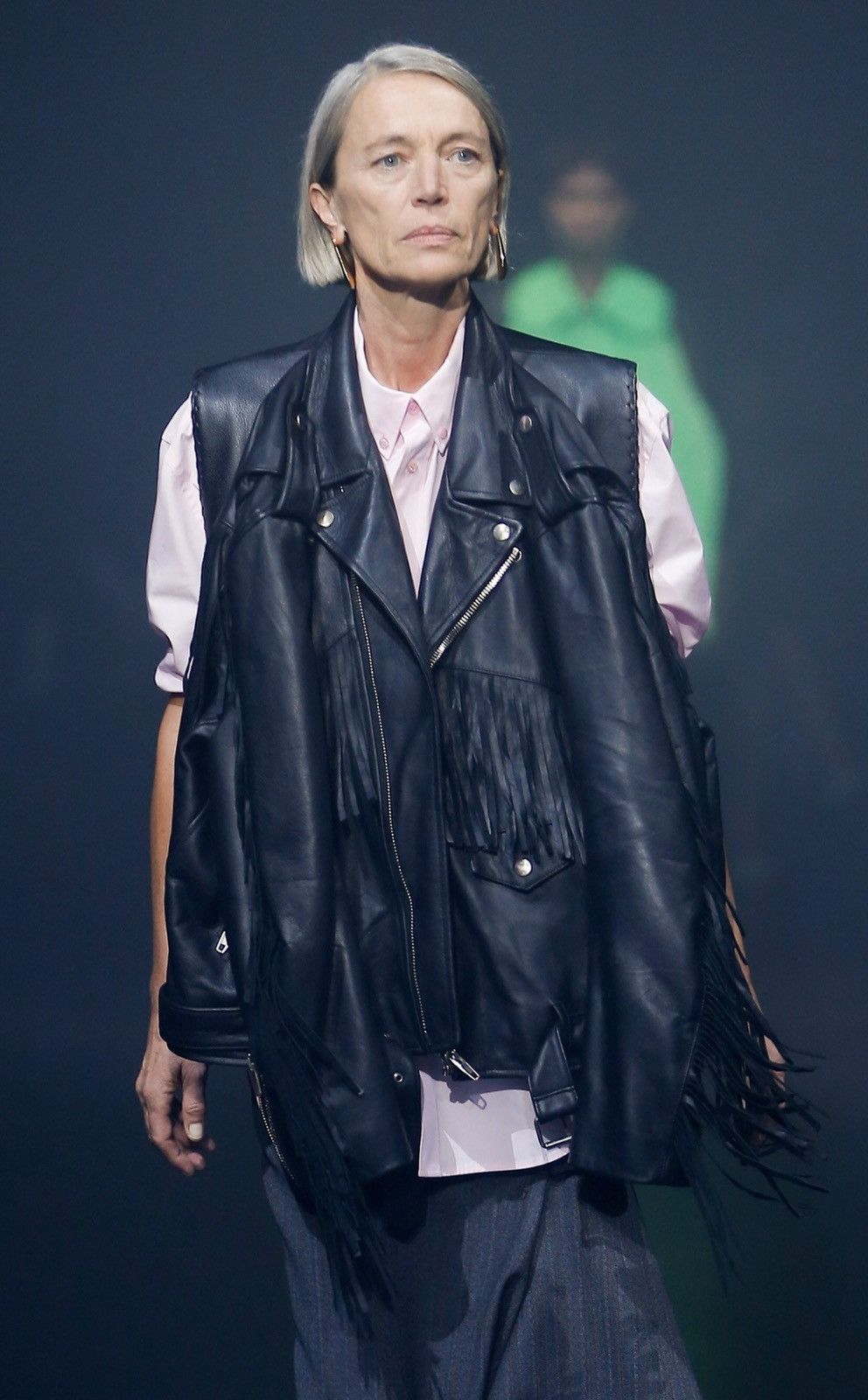 image of Balenciaga 2017 Runway 3-Way Draped Hanging Fringed Biker Jacket Fr36 S in Black, Women's (Size Sma