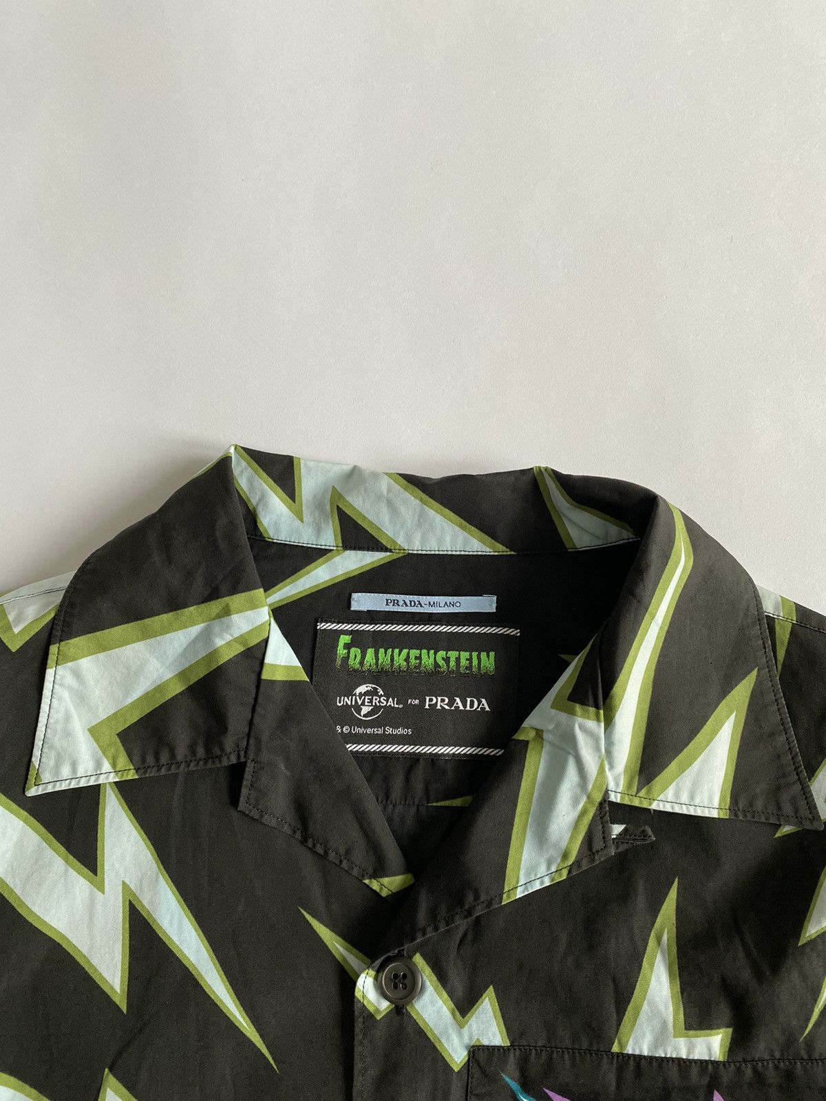 Prada Prada FW19 Frankenstein Thunder Print Bowling Shirt Size US M / EU 48-50 / 2 - 4 Thumbnail