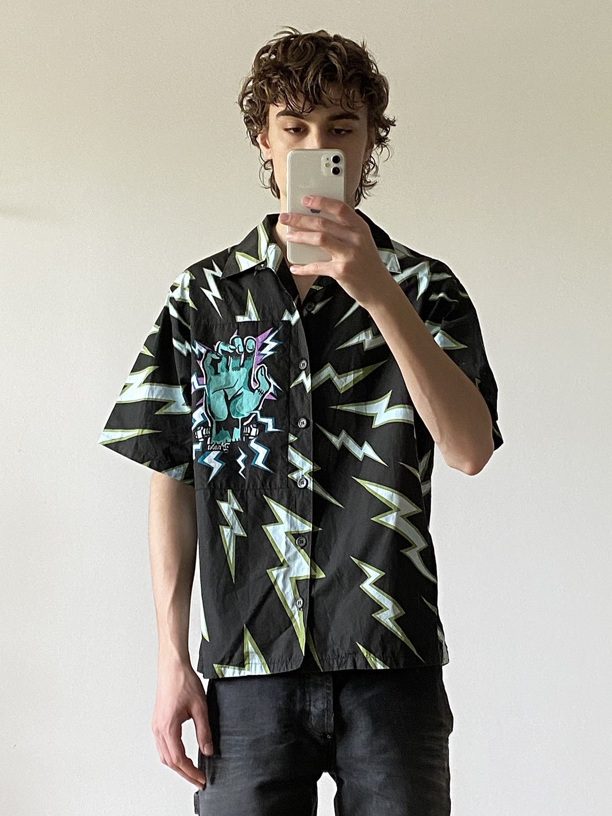 Prada Prada FW19 Frankenstein Thunder Print Bowling Shirt Size US M / EU 48-50 / 2 - 5 Thumbnail