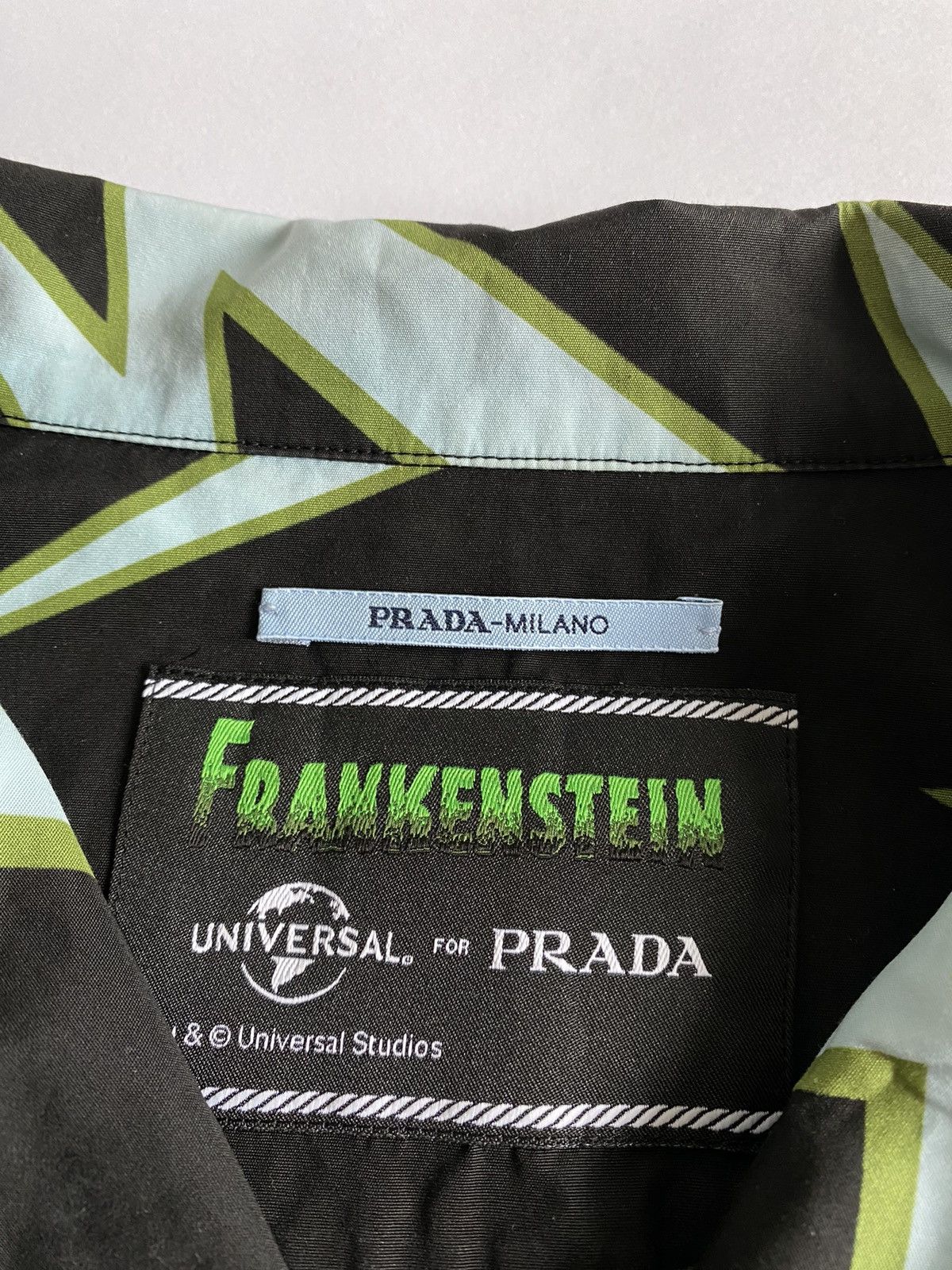 Prada Prada FW19 Frankenstein Thunder Print Bowling Shirt Size US M / EU 48-50 / 2 - 6 Thumbnail