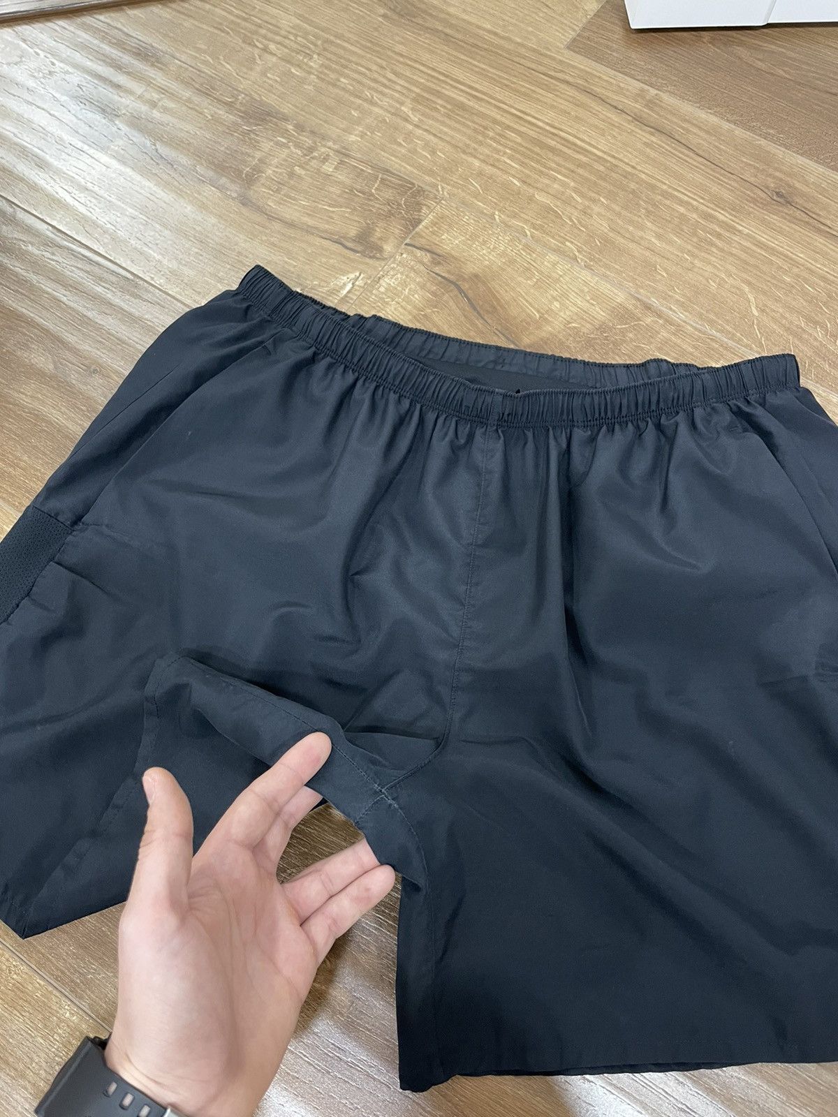 Nike Vintage Nike Y2K Swoosh Drill Black Shorts Size XL Size US 36 / EU 52 - 3 Thumbnail