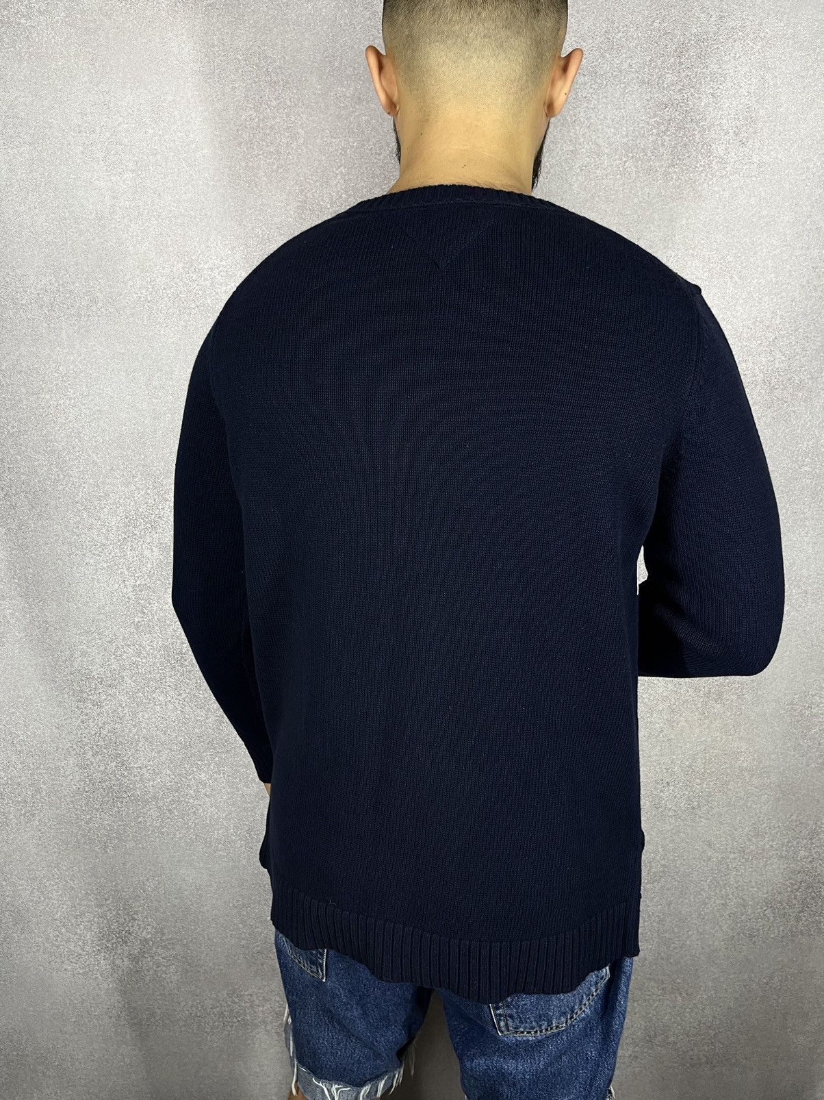 Tommy Hilfiger Mens Tommy Hilfiger Knitted Jumper Big Logo Sweater Size US L / EU 52-54 / 3 - 2 Thumbnail