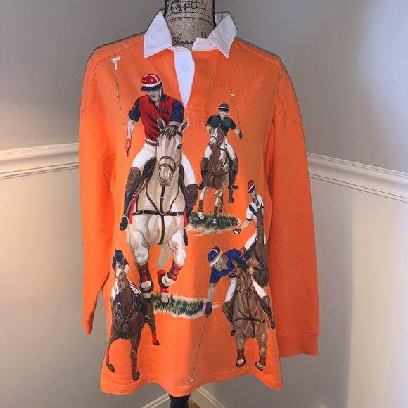Vintage Polo Ralph Lauren 5 Horseman Equestrian Rugby LARGE