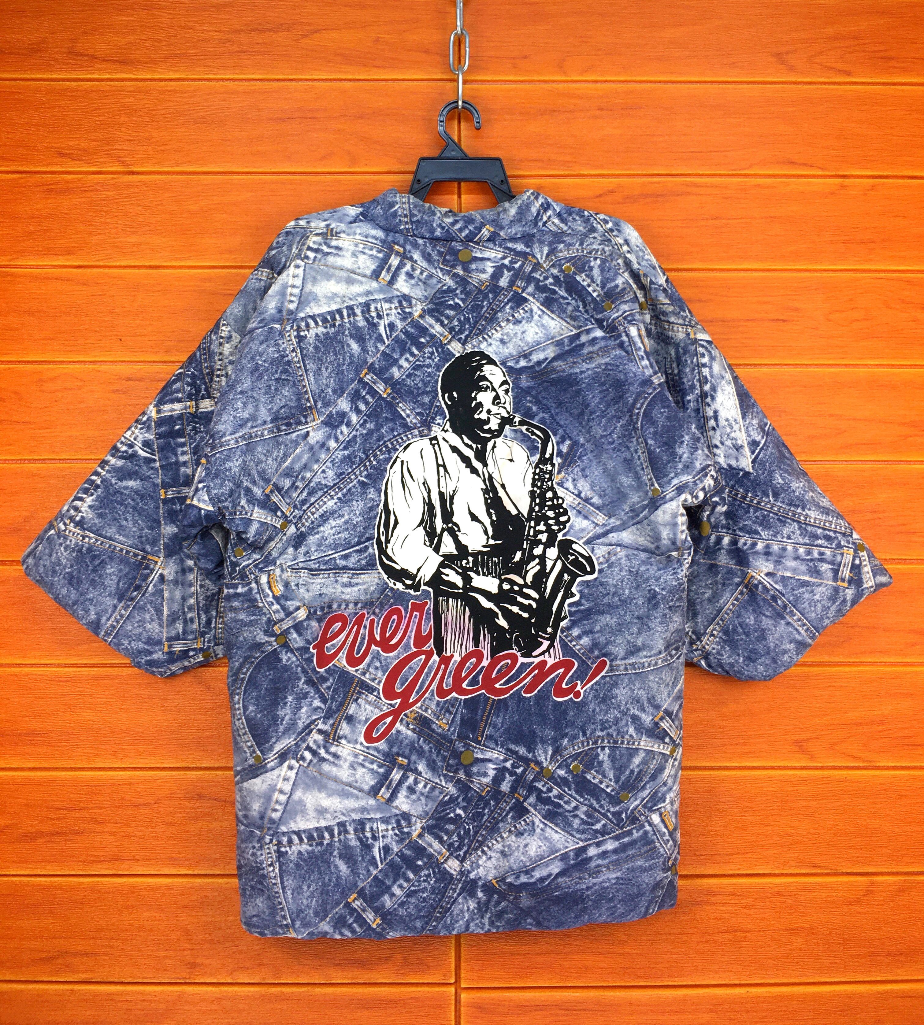 Vintage Vintage Evergreen Saxophone Fullprint Puffer Hanten Kimono Size US M / EU 48-50 / 2 - 2 Thumbnail