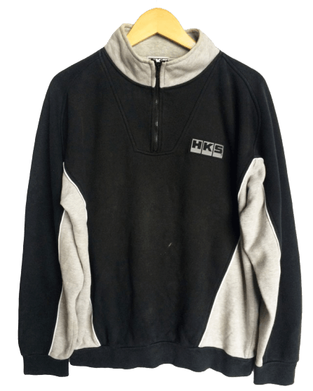 image of Gear For Sports x Racing Vintage Hks Half Zip Sweatshirt Jdm in Black Gray, Men's (Size Medium)