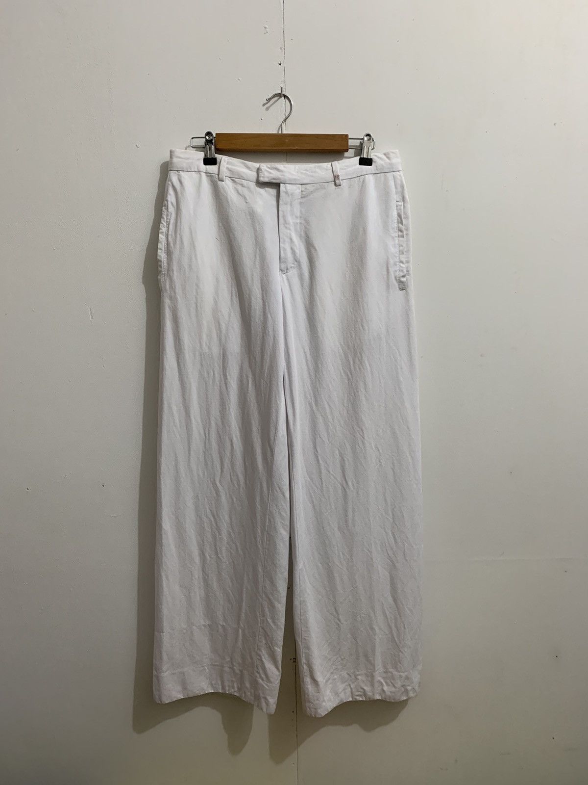 image of Armani Wide Leg Linen Pant in White, Men's (Size 31)