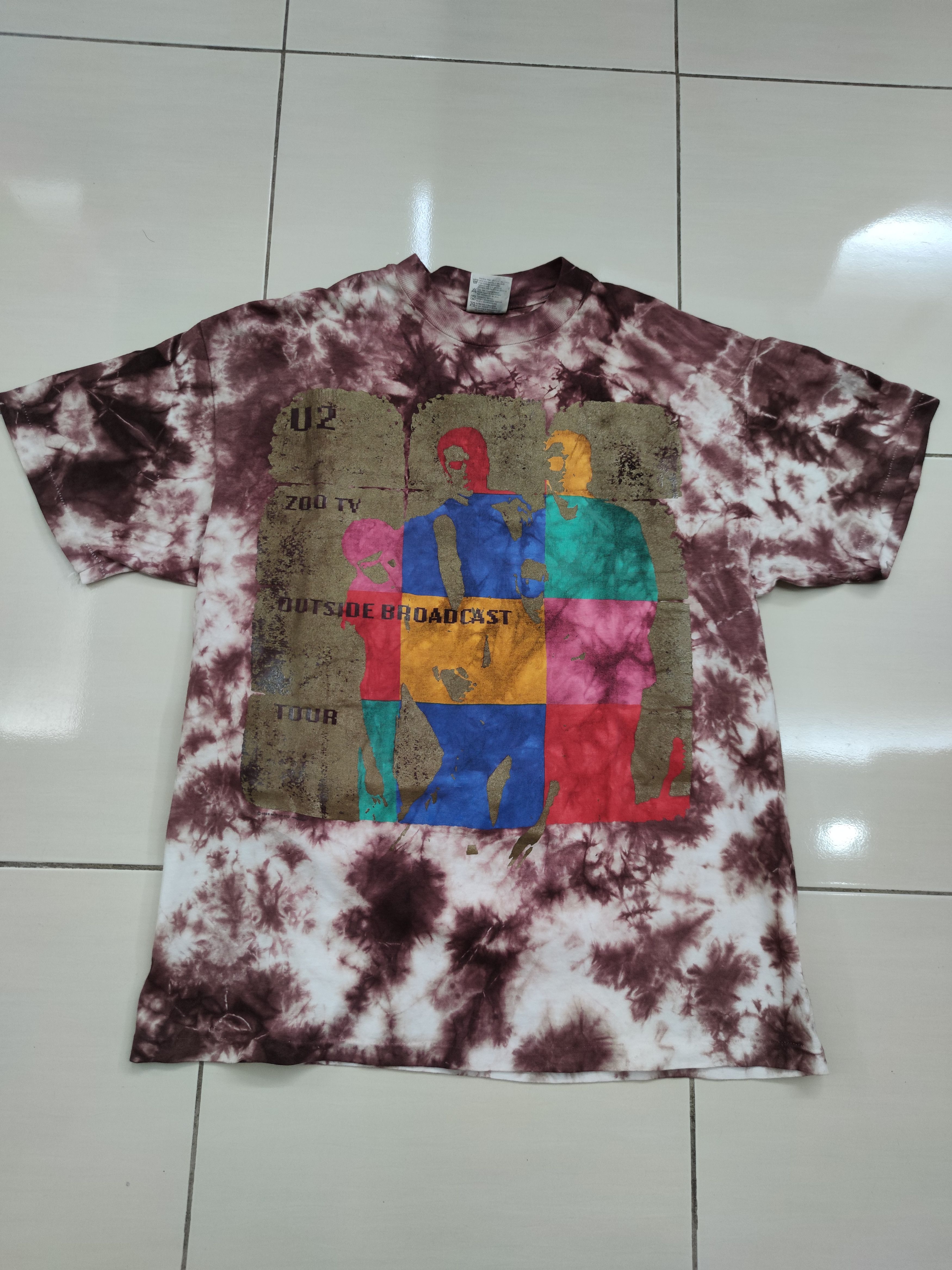 Vintage Rare!! Vintage 1992 U2 Zoo TV Tour Tie Dye Shirt Size US L / EU 52-54 / 3 - 2 Thumbnail