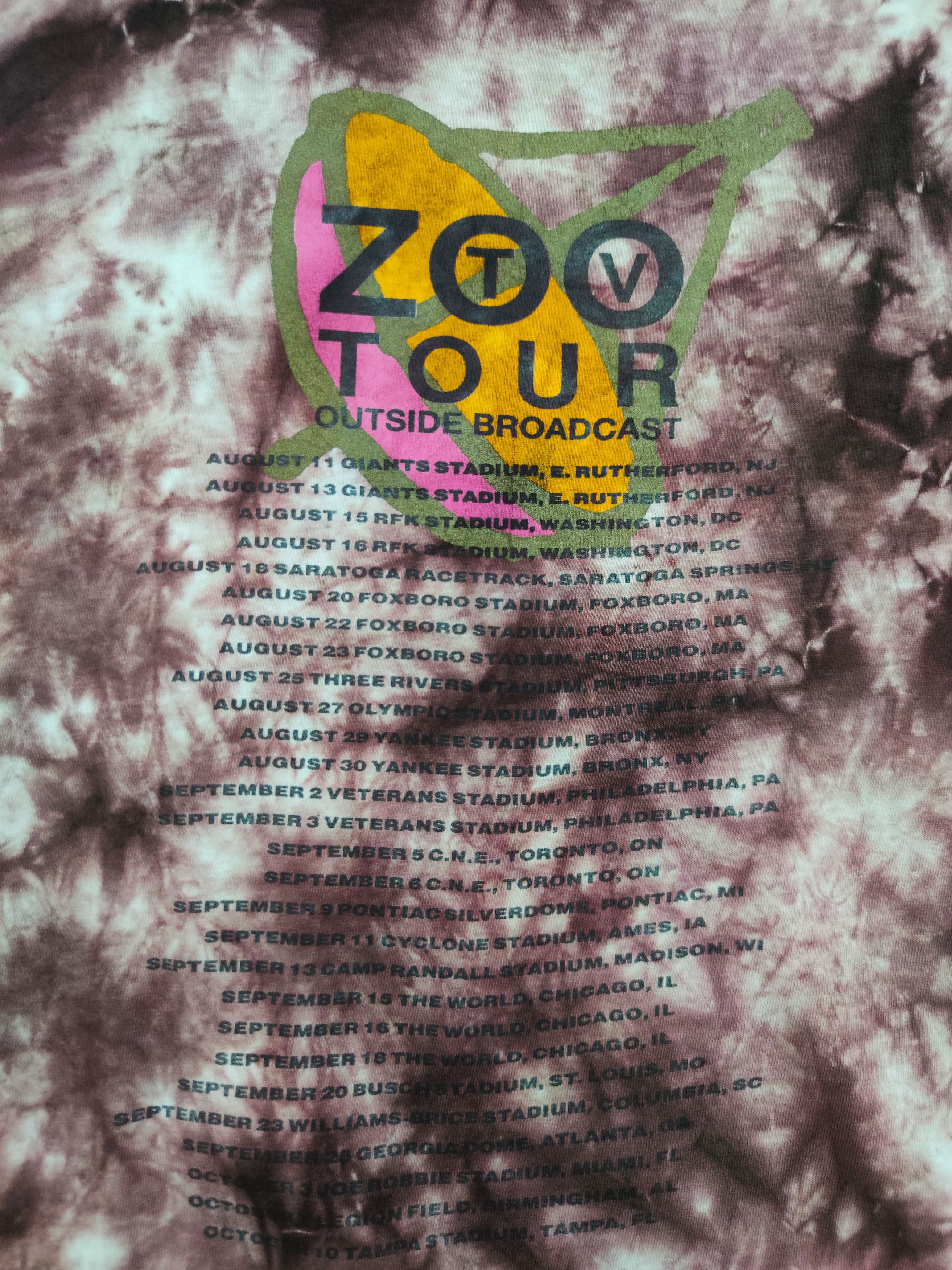 Vintage Rare!! Vintage 1992 U2 Zoo TV Tour Tie Dye Shirt Size US L / EU 52-54 / 3 - 4 Thumbnail