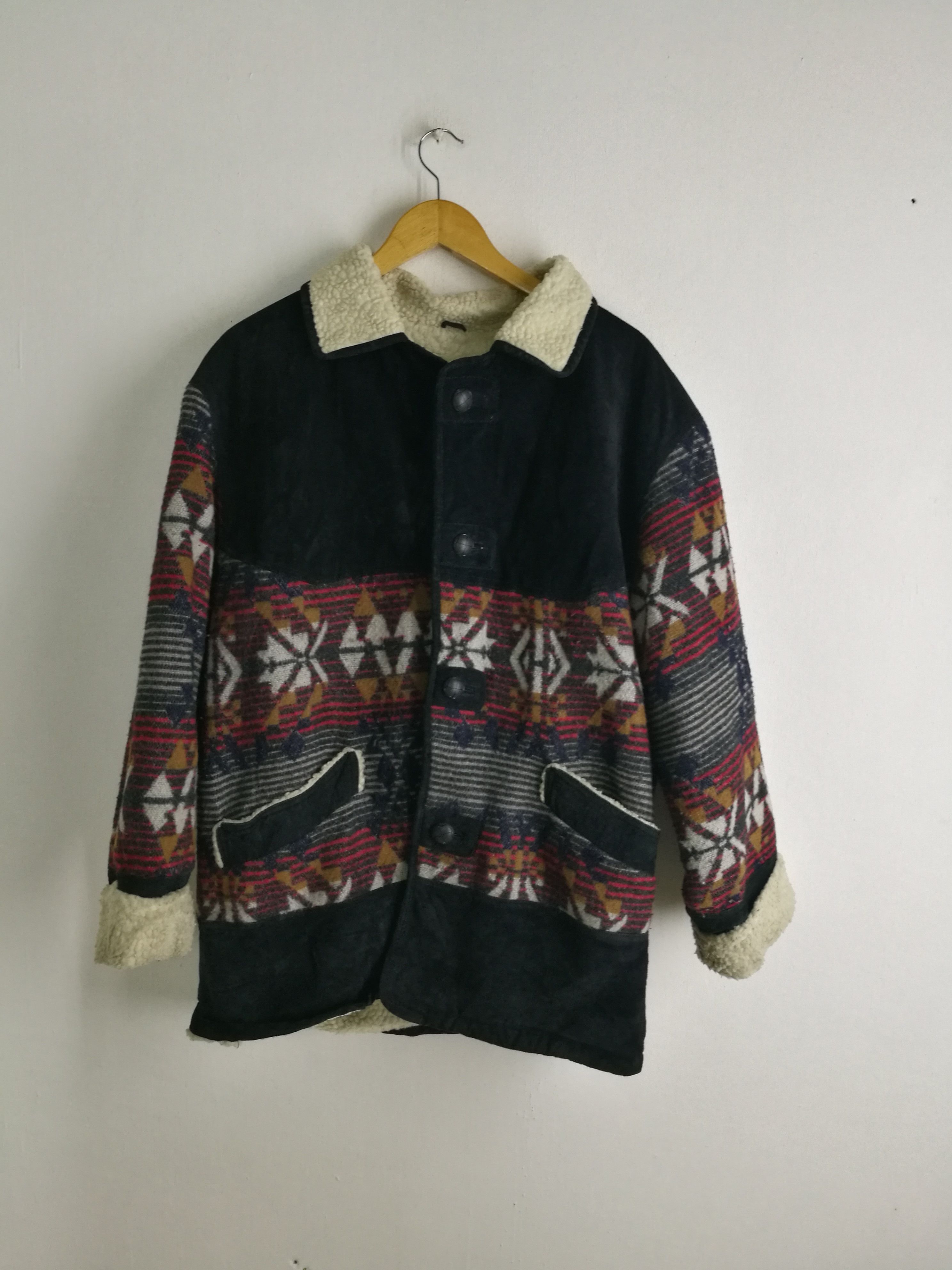 image of Aaa x Hobo Vintage Aztec Pure Leather Jacket Aaeaoom, Men's (Size Large)