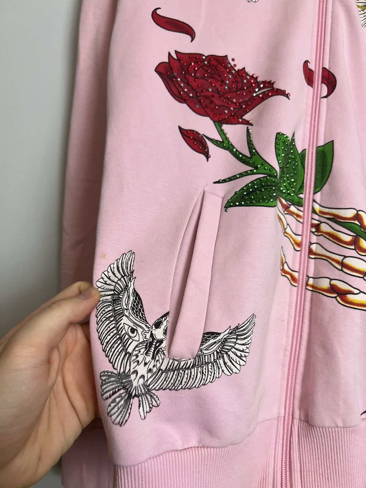 Ed Hardy Rare Y2K Ed Hardy Roses Skeleton Hoodie Love Kills Hype Drip Size M / US 6-8 / IT 42-44 - 6 Thumbnail