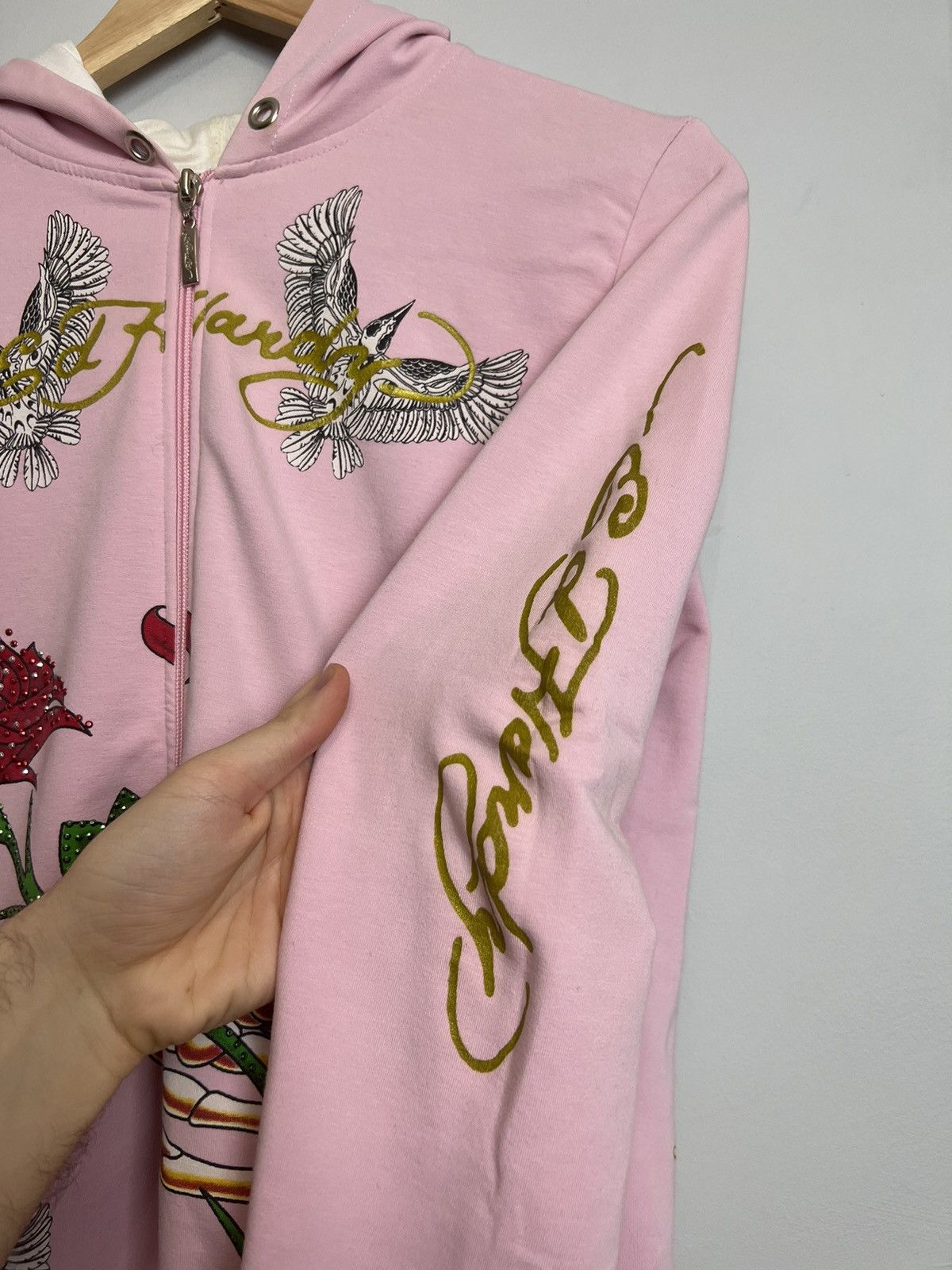 Ed Hardy Rare Y2K Ed Hardy Roses Skeleton Hoodie Love Kills Hype Drip Size M / US 6-8 / IT 42-44 - 5 Thumbnail