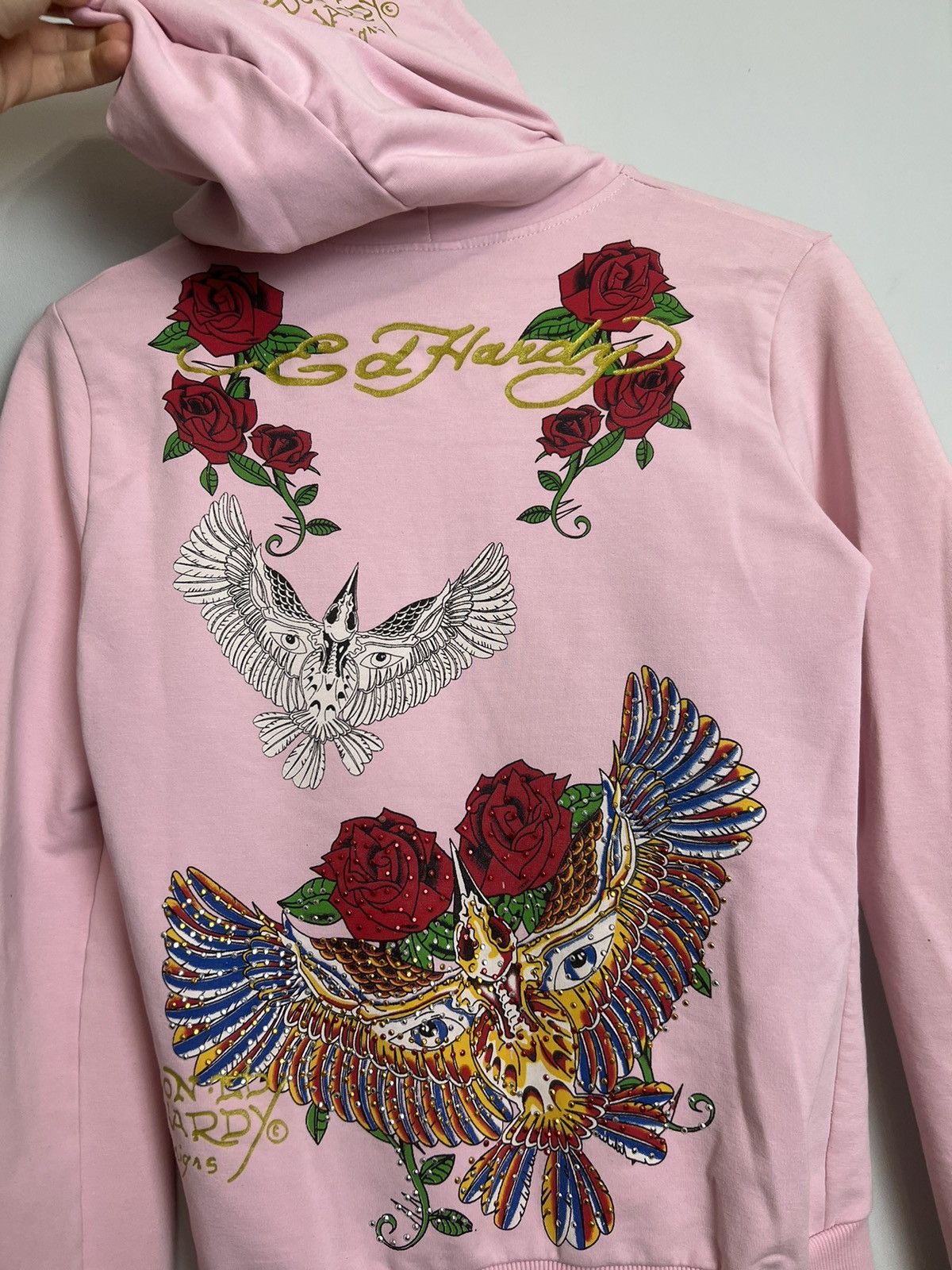 Ed Hardy Rare Y2K Ed Hardy Roses Skeleton Hoodie Love Kills Hype Drip Size M / US 6-8 / IT 42-44 - 7 Thumbnail