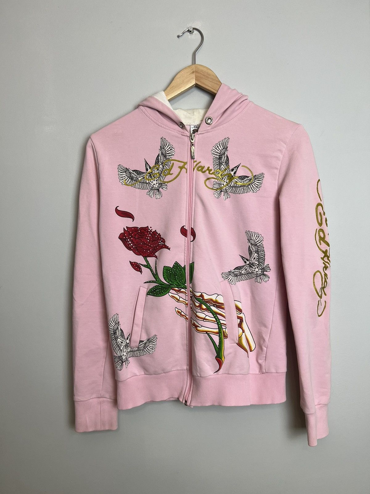 Ed Hardy Rare Y2K Ed Hardy Roses Skeleton Hoodie Love Kills Hype Drip Size M / US 6-8 / IT 42-44 - 1 Thumbnail