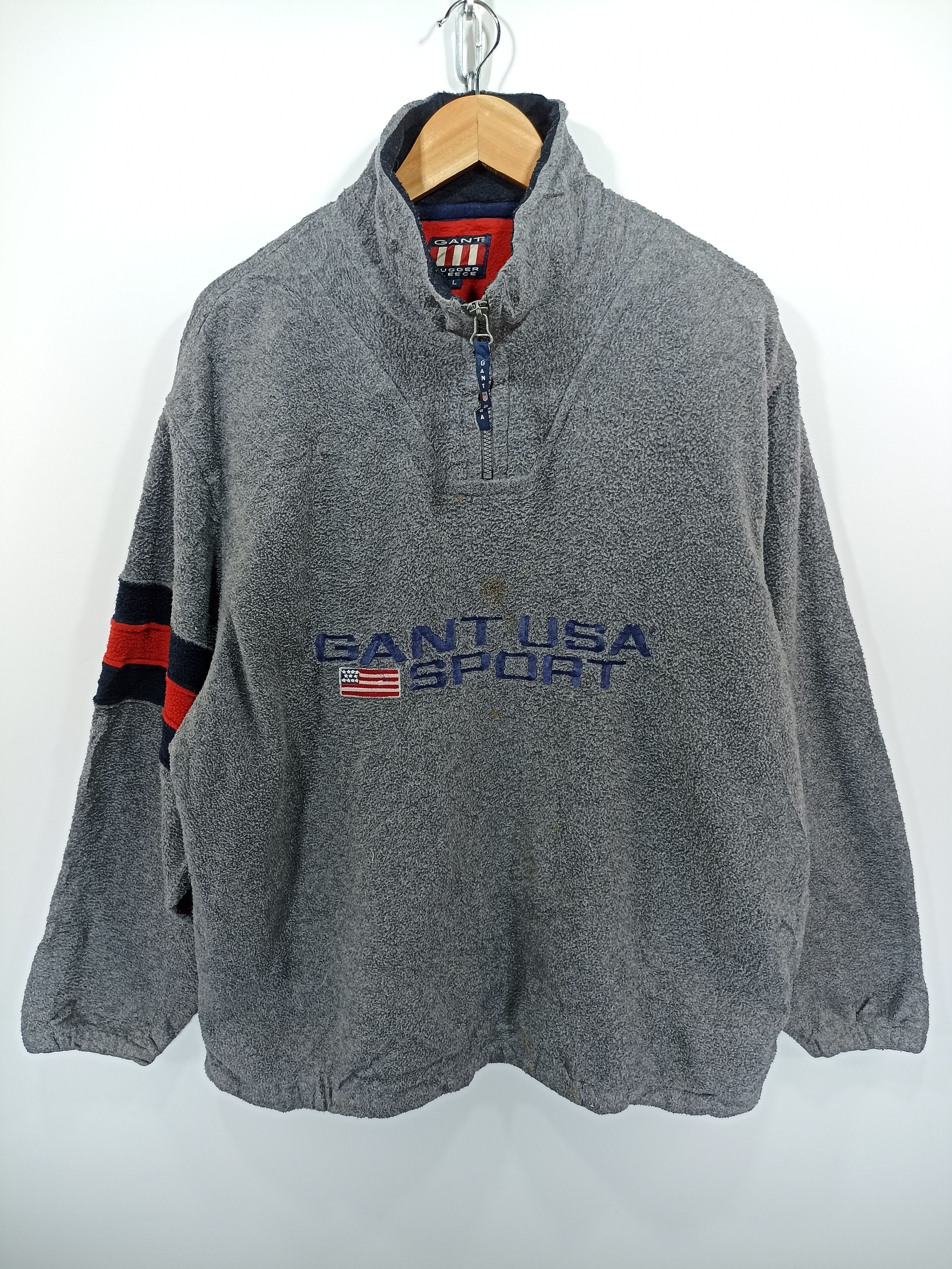 image of Vintage Gant Rugger Fleece in Grey, Men's (Size Large)