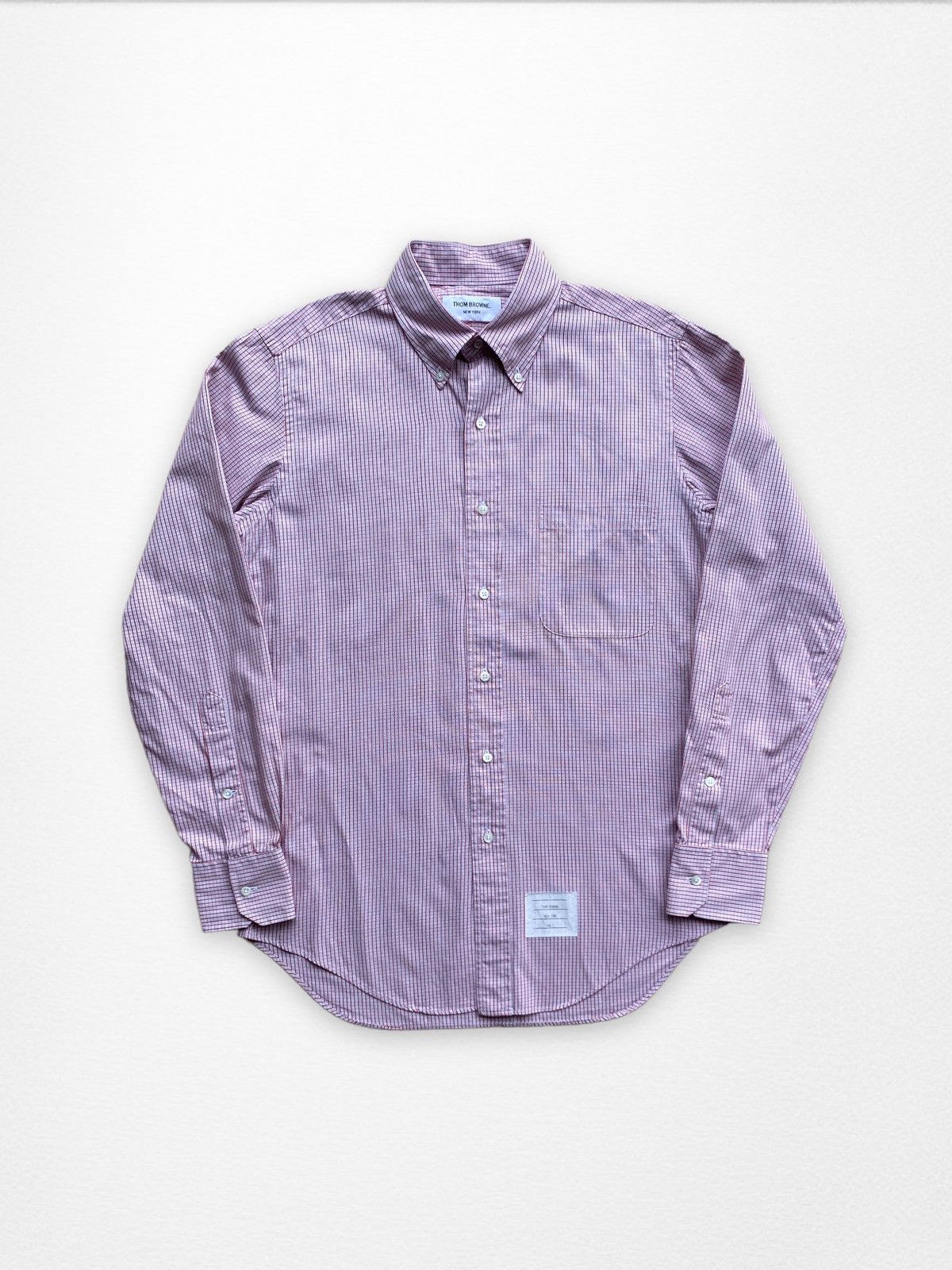 image of Thom Browne Checkered Dress Long sleeve Shirt in Coral, Men's (Size Medium)