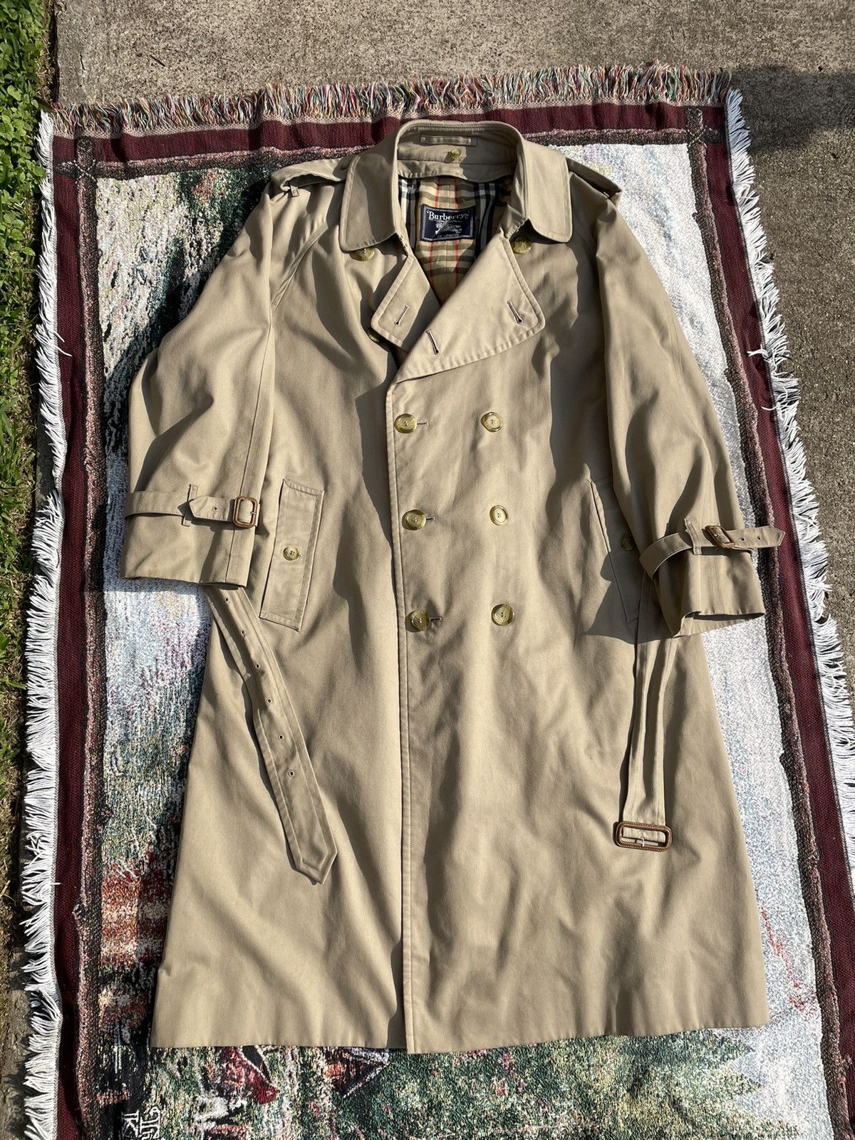 image of Vintage 90's Burberrys Nova Check Trenchcoat Jacket in Brown, Men's (Size XL)