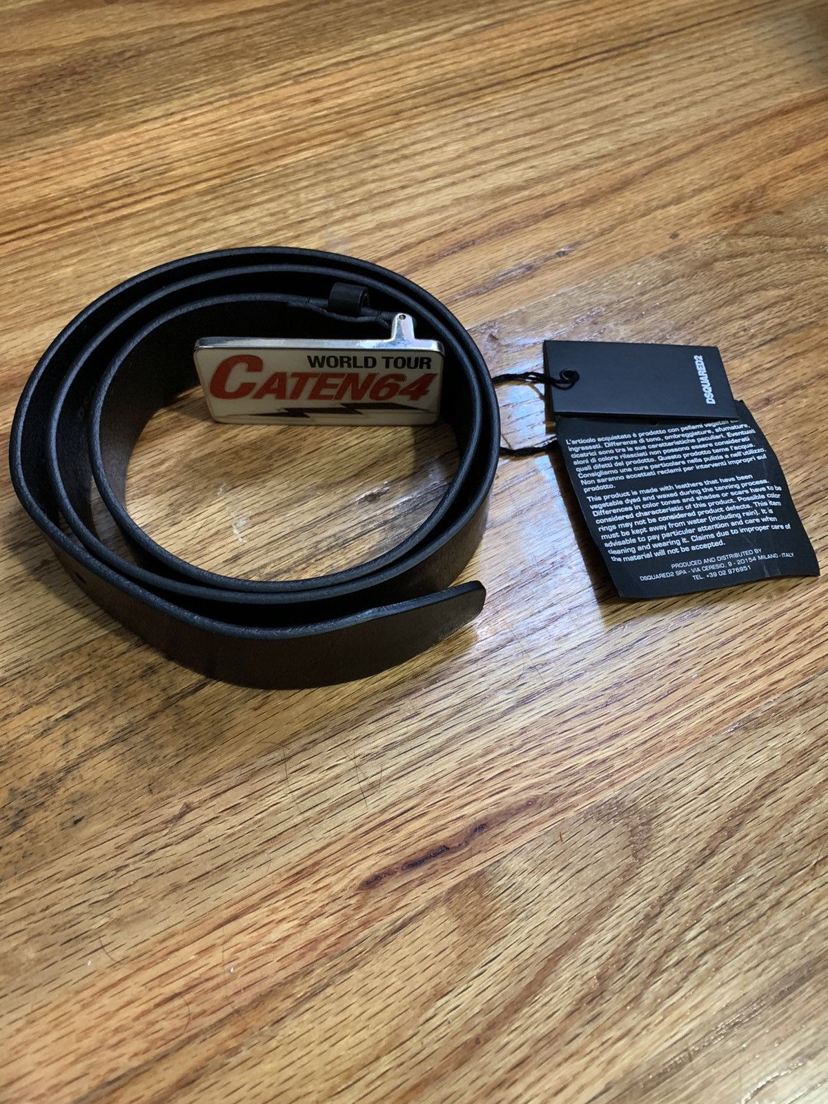 Dsquared2 NWT World Tour Caten 64 leather belt, 100, MI Italy Size 36 - 3 Thumbnail