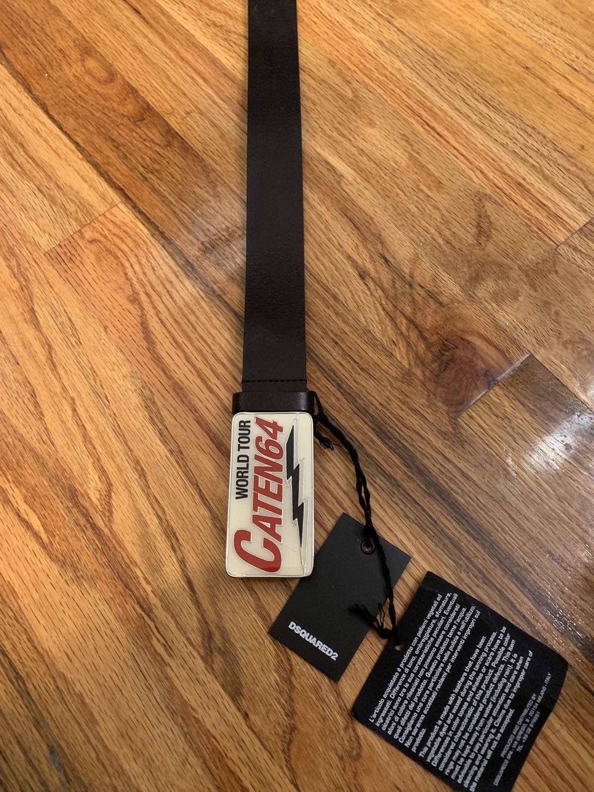 Dsquared2 NWT World Tour Caten 64 leather belt, 100, MI Italy Size 36 - 2 Thumbnail