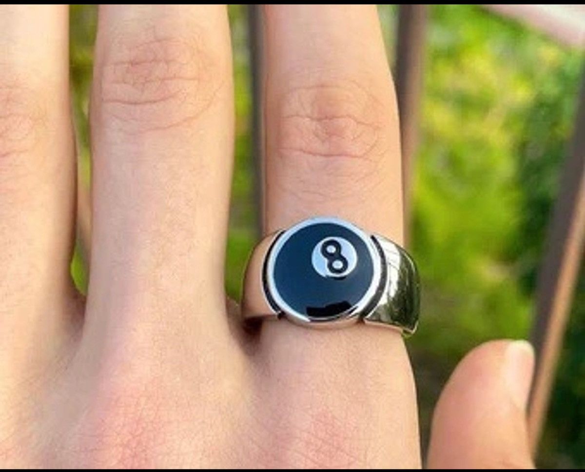 Other 8 Ball Pool Ring Player Chrome Silver Billiards Eight Size ONE SIZE - 3 Thumbnail