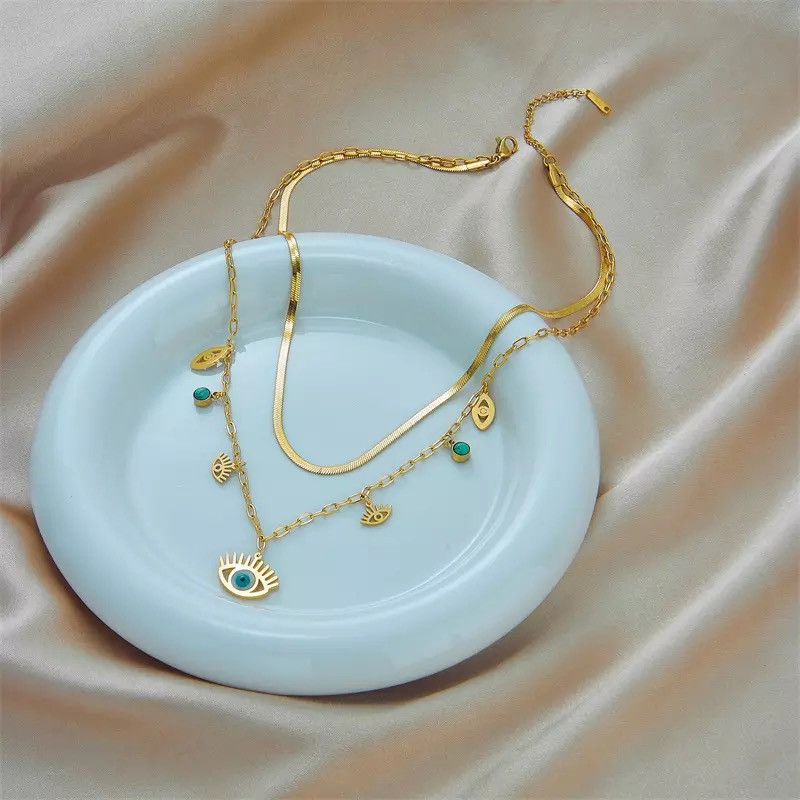 Jewelry Stainless Steel Blue Eye Necklace Size ONE SIZE - 2 Thumbnail